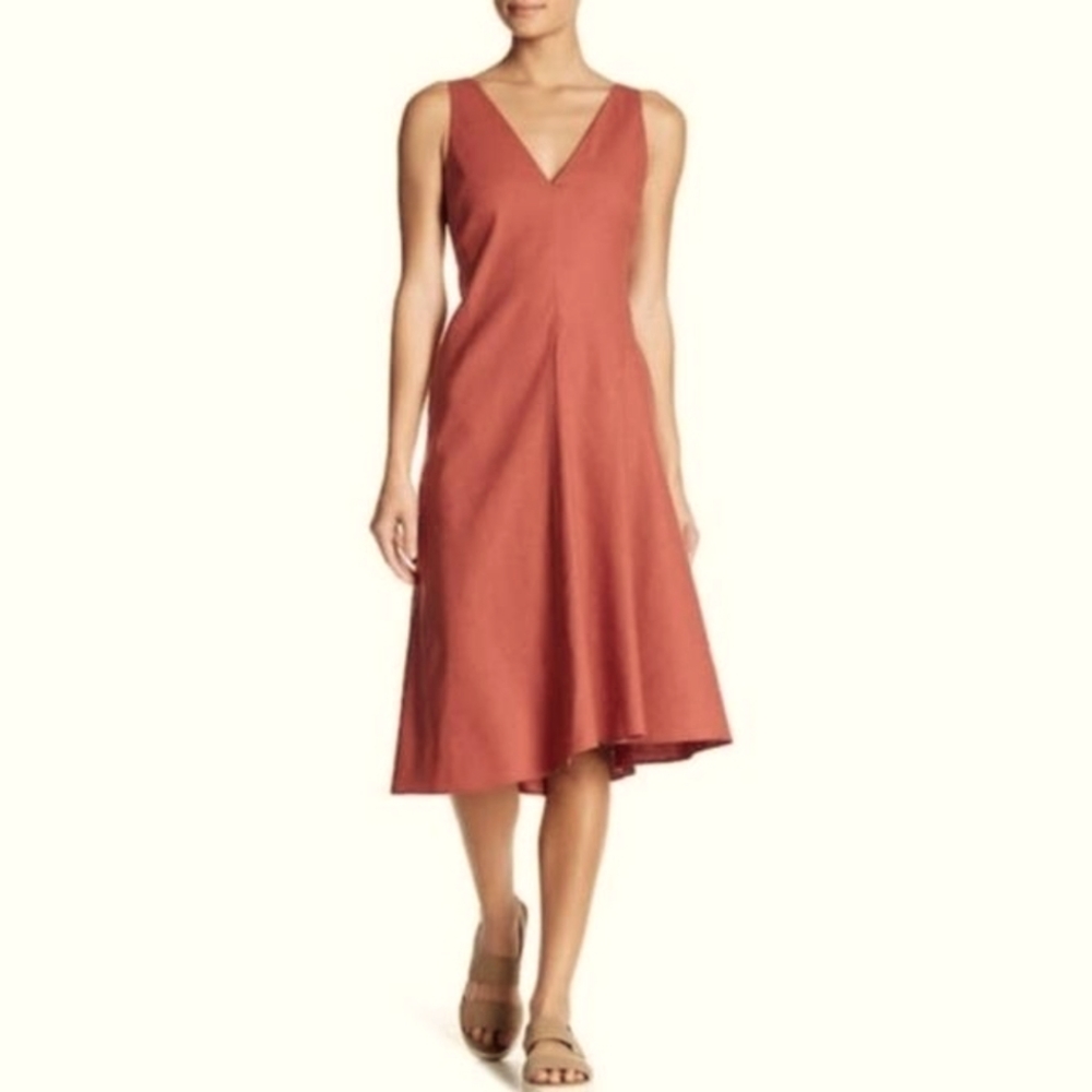 Theory Linen Asymmetrical Midi Dress